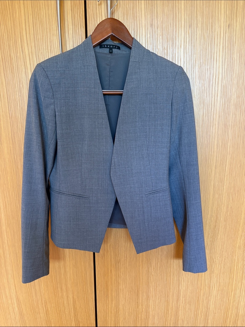 Theory Women's Gray Collarless Open Blazer